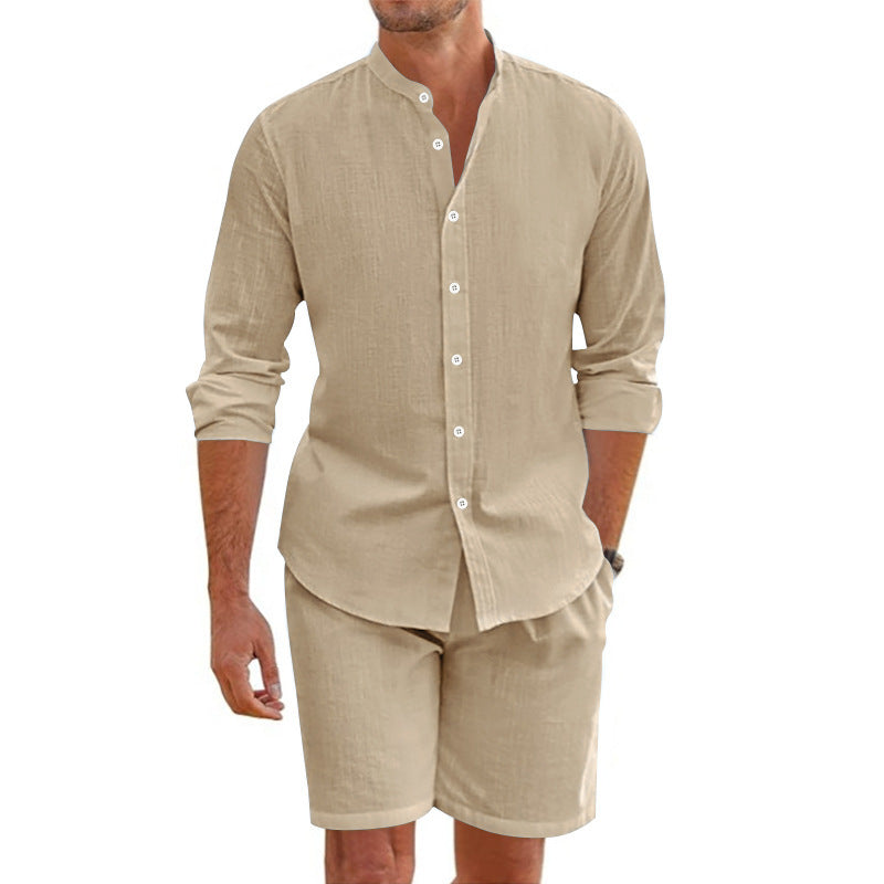 Linen Button Shirt Cardigan Simple Casual Beach Suit