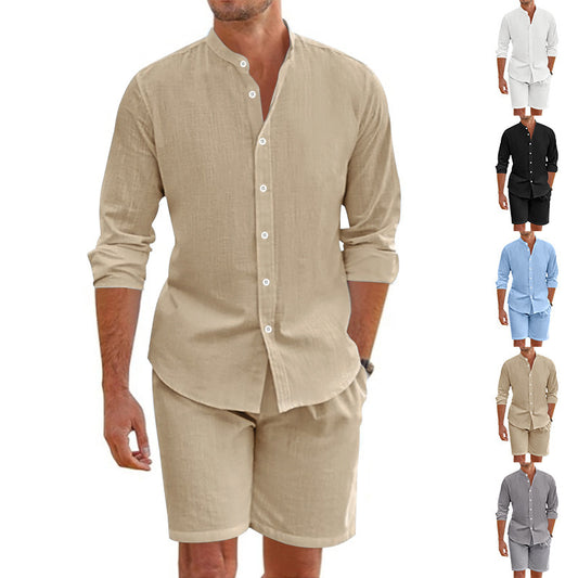 Linen Button Shirt Cardigan Simple Casual Beach Suit